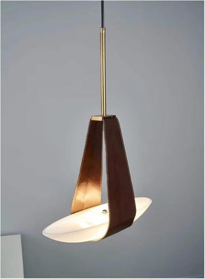 Terry - Minimalist Design Pendant Lamp in Crystal and Leather