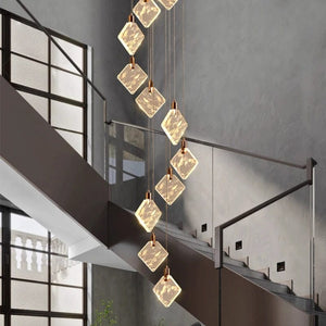Vittoria - Modern Long Spiral Crystal Chandelier in Gold for Staircases