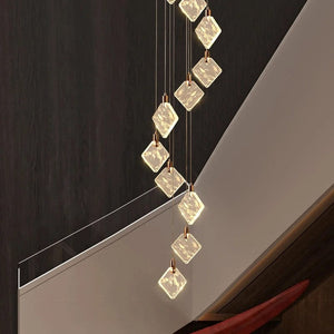 Vittoria - Modern Long Spiral Crystal Chandelier in Gold for Staircases