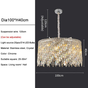 Wellmet - LED Crystal Pendant Lamp Chrome Design