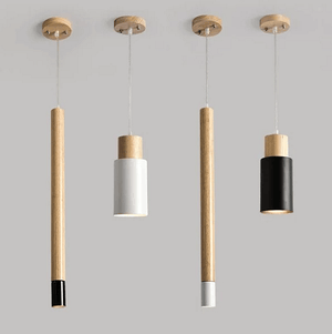 Ambrose - Modern Nordic Long Hanging Wood Light | Bright & Plus.