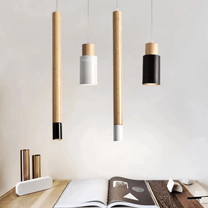 Ambrose - Modern Nordic Long Hanging Wood Light | Bright & Plus.