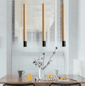 Ambrose - Modern Nordic Long Hanging Wood Light | Bright & Plus.