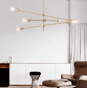 Circa Brass Mid century Pendant Light - 3 lines (6 heads) | Bright & Plus.