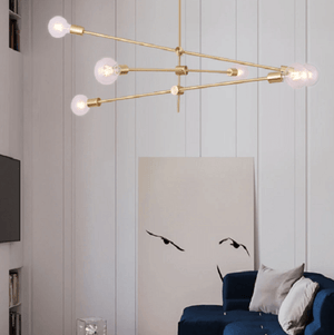 Circa Brass Mid century Pendant Light - 3 lines (6 heads) | Bright & Plus.