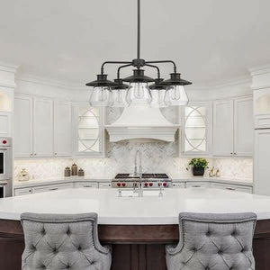 Globe - Light Rubbed Bronze Chandelier with Glass Shades | Bright & Plus.