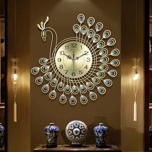 Gold 3D Peacock Wall Clock | Bright & Plus.