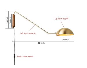 Hera - Retro Metal & Wood Wall Lamp with Plug