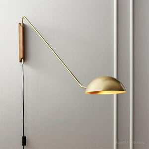 Hera - Retro Metal & Wood Wall Lamp with Plug