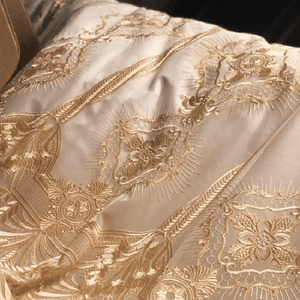 Joyana Egyptian Cotton Golden Lace Duvet Cover Set | Bright & Plus.