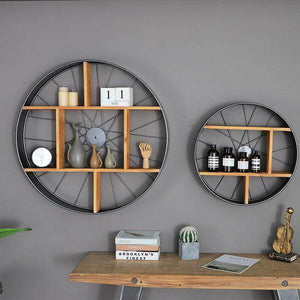 Lau - Wood & Iron Wheel Shelf | Bright & Plus.