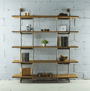 Modern Industrial Five Shelf Large Bookcase | Bright & Plus.