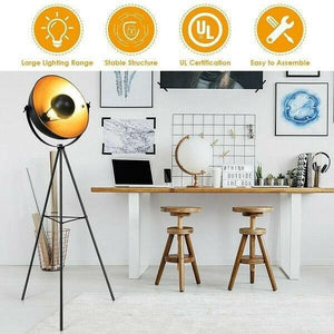Nirv - Industrial Tripod Floor Lamp with Adjustable Metal Legs | Bright & Plus.