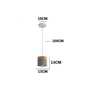 Nordic metal and wood cylindrical LED suspension lamp