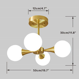 Orrazia - Modern Semi Flush Gold Globe Pendant Light