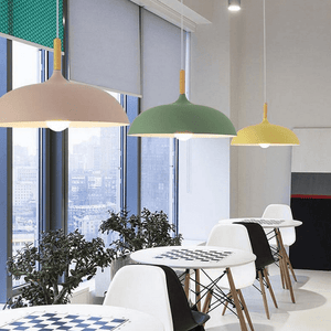 Silke - Modern Style Pendant Lamp in colored aluminum and wood