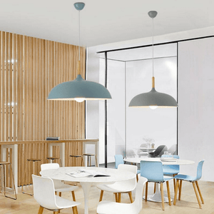 Silke - Modern Style Pendant Lamp in colored aluminum and wood