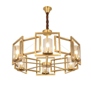 Trova - Gold Brass Chandelier with Art-Deco Design