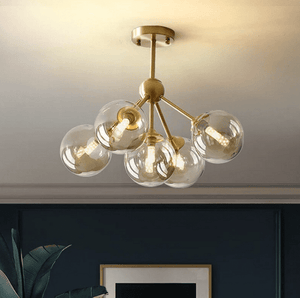 Vag - Modern LED chandelier with metal base and glass globes