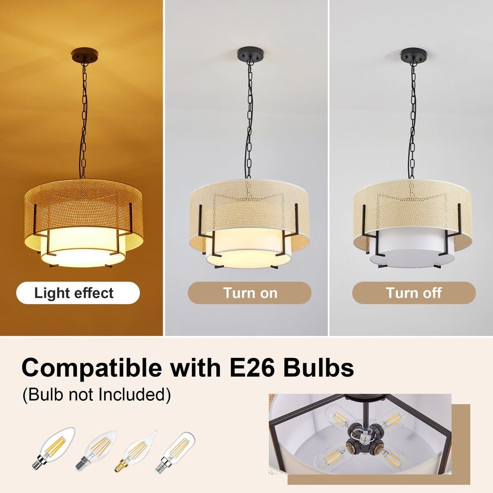 Pendant light fixture with different light effects on a gray background