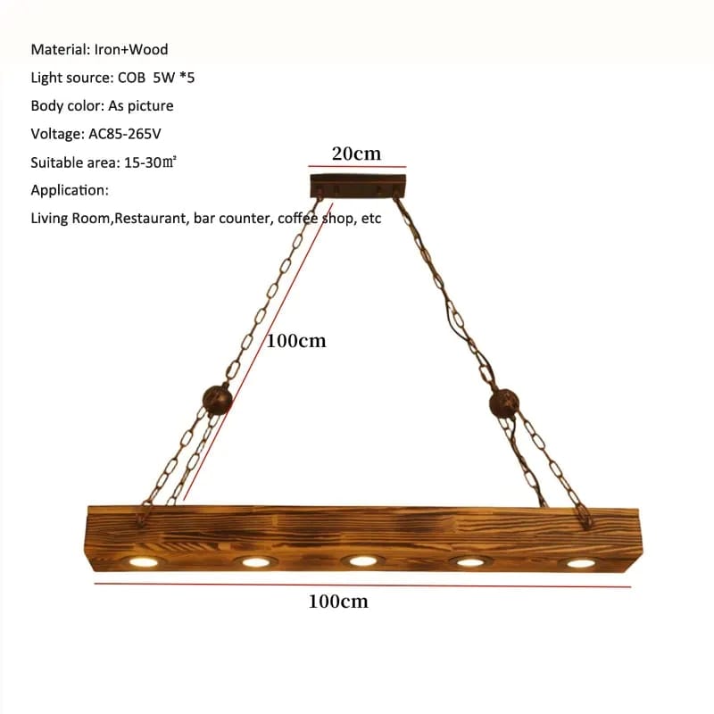 American Retro Loft Wooden Pendant Lamp