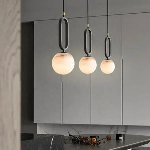 Amica - Modern Marble Ring Ball Pendant Light