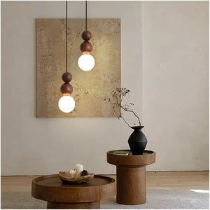 Antique Farmhouse Hanging Kitchen Island Lighting Fixture 6000K - Mid Century Modern LED Pendant Lighting, Japanese StyleSingle Head Small Pendant Light(Wood Color)