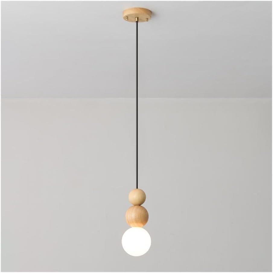 Antique Farmhouse Hanging Kitchen Island Lighting Fixture 6000K - Mid Century Modern LED Pendant Lighting, Japanese StyleSingle Head Small Pendant Light(Wood Color)