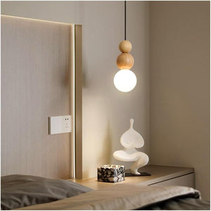 Antique Farmhouse Hanging Kitchen Island Lighting Fixture 6000K - Mid Century Modern LED Pendant Lighting, Japanese StyleSingle Head Small Pendant Light(Wood Color)