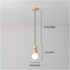 Antique Farmhouse Hanging Kitchen Island Lighting Fixture 6000K - Mid Century Modern LED Pendant Lighting, Japanese StyleSingle Head Small Pendant Light(Wood Color)