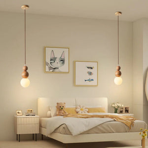 Antique Farmhouse Hanging Kitchen Island Lighting Fixture 6000K - Mid Century Modern LED Pendant Lighting, Japanese StyleSingle Head Small Pendant Light(Wood Color)