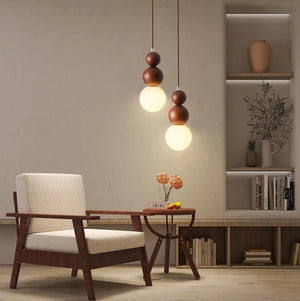 Antique Farmhouse Hanging Kitchen Island Lighting Fixture 6000K - Mid Century Modern LED Pendant Lighting, Japanese StyleSingle Head Small Pendant Light(Wood Color)