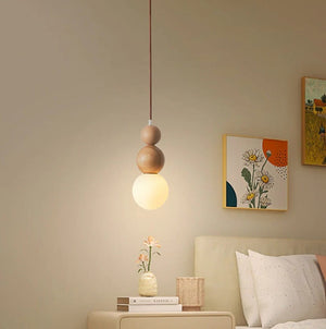 Antique Farmhouse Hanging Kitchen Island Lighting Fixture 6000K - Mid Century Modern LED Pendant Lighting, Japanese StyleSingle Head Small Pendant Light(Wood Color)