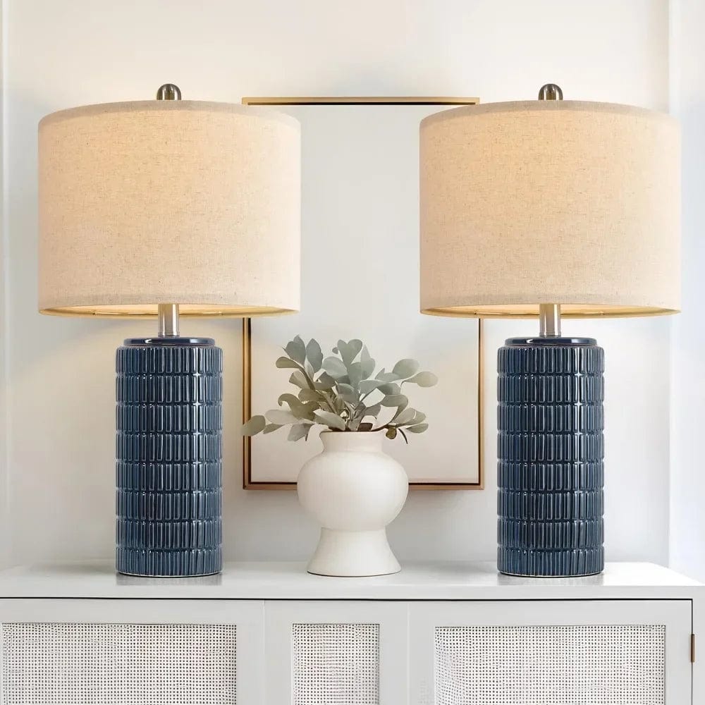 Anton - Set of 2 Modern 23" Ceramic Table Lamps for Living Room