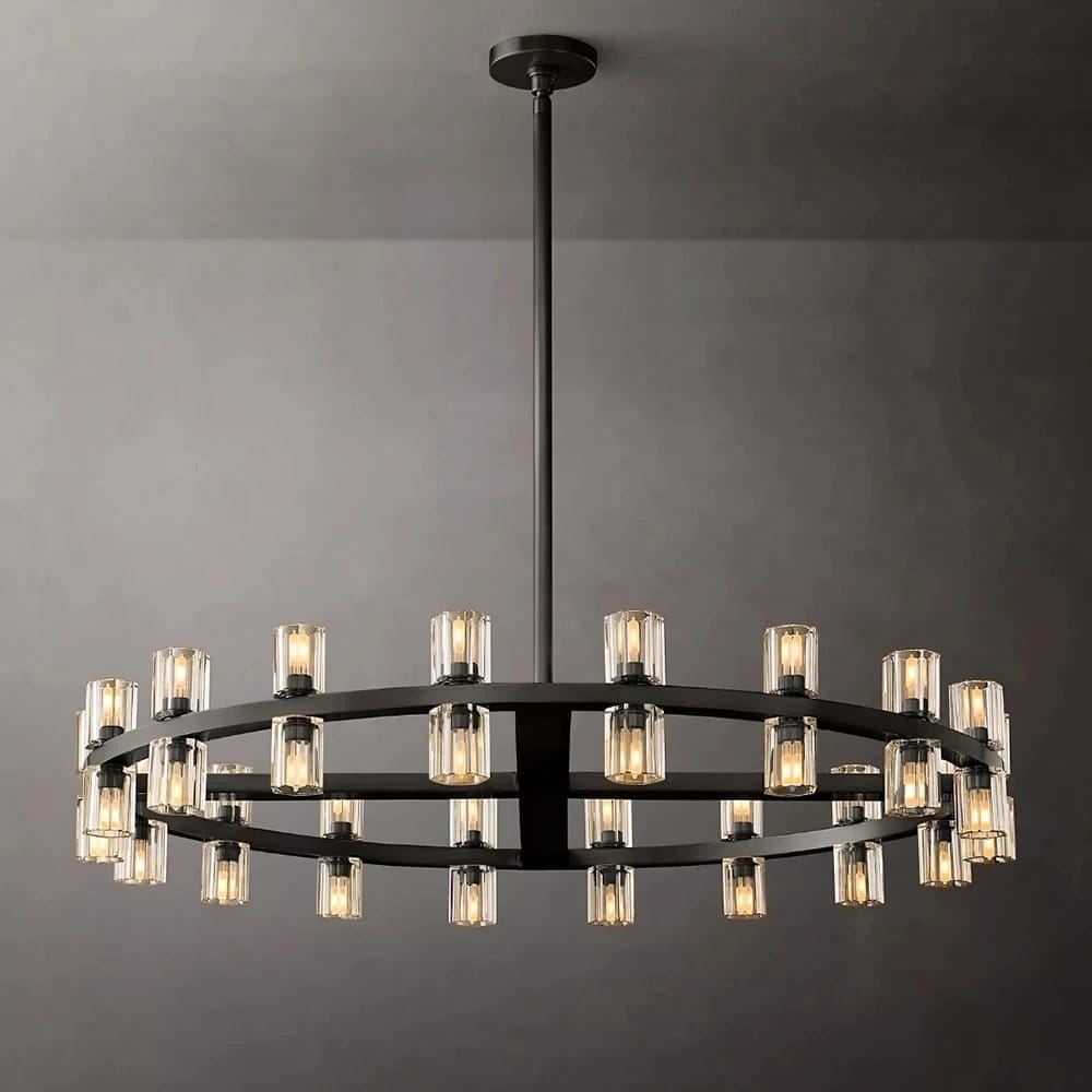 Arcachon - Modern Round LED Chandelier with Clear Glass Shade