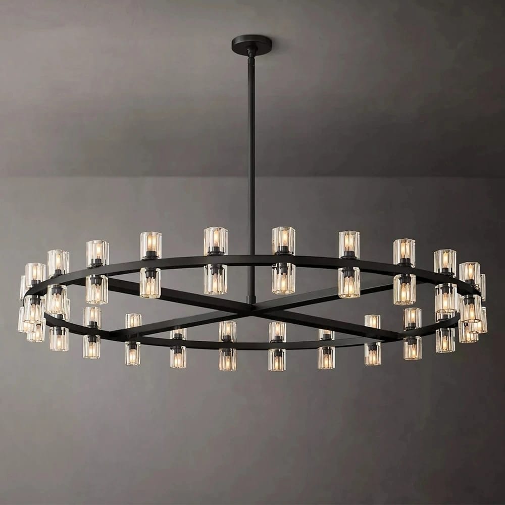 Arcachon - Modern Round LED Chandelier with Clear Glass Shade