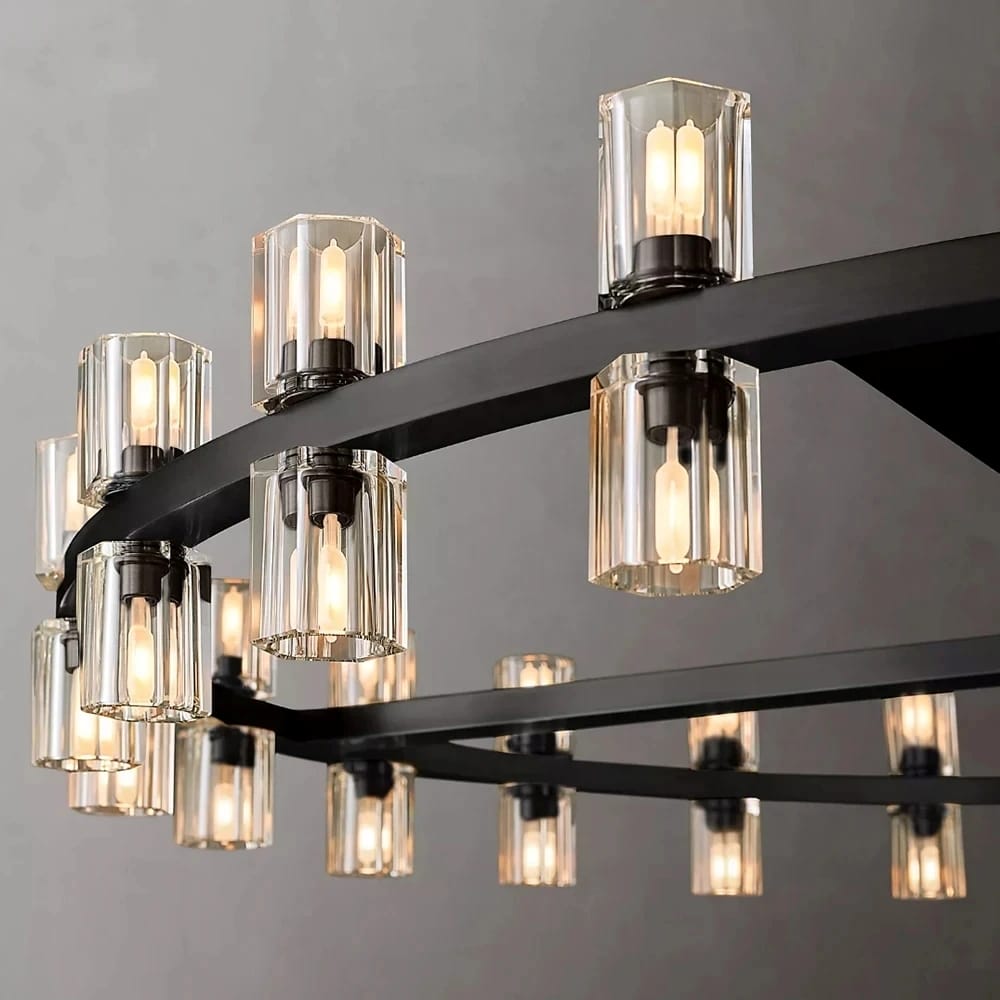 Arcachon - Modern Round LED Chandelier with Clear Glass Shade