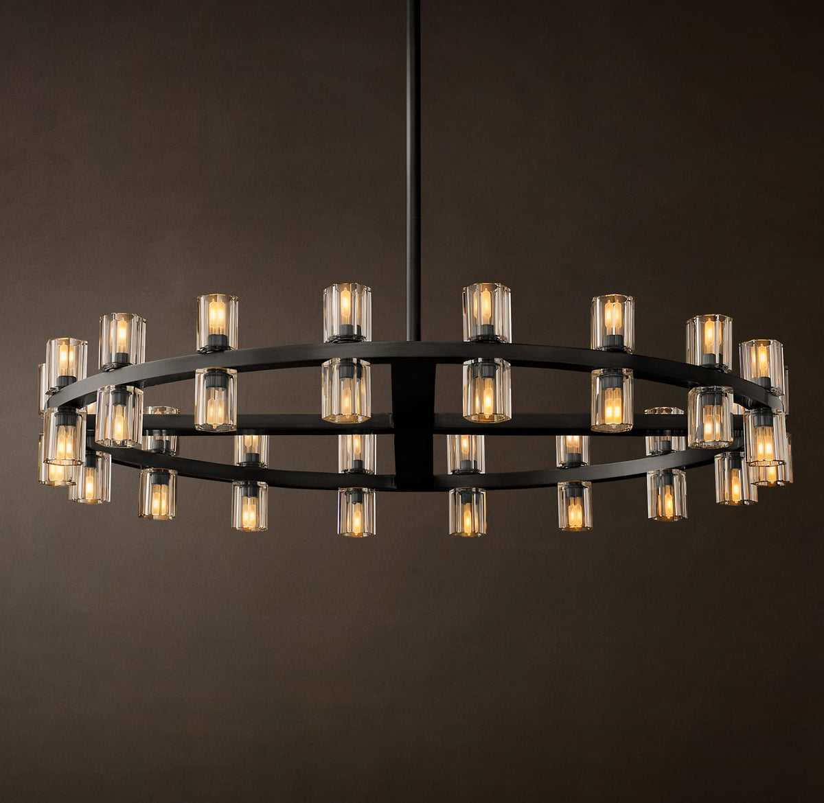 Arcachon - Modern Round LED Chandelier with Clear Glass Shade