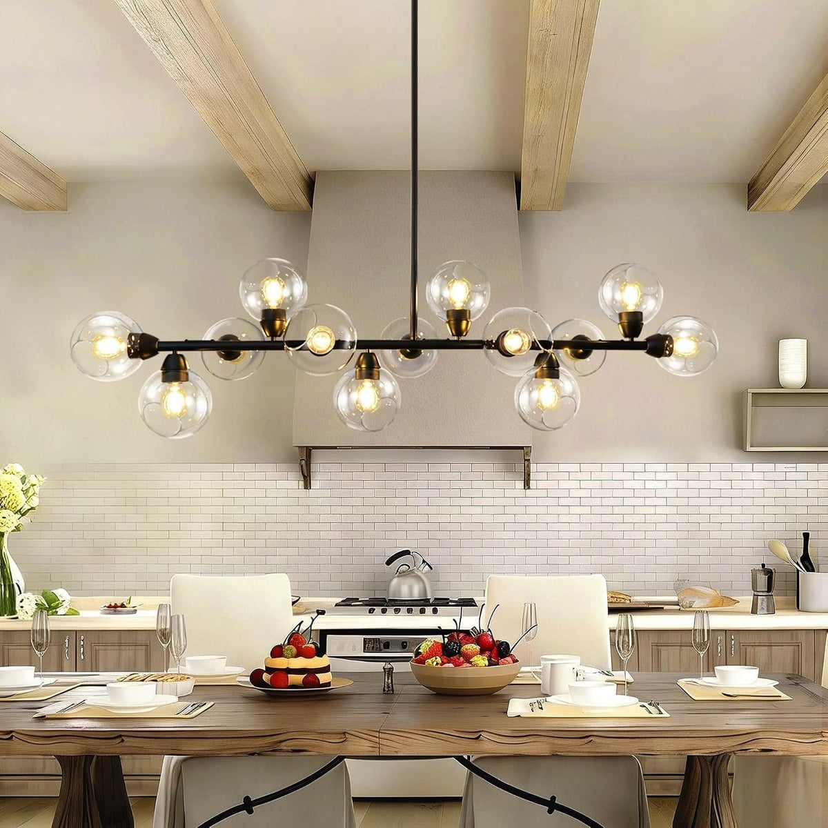 Astral - Linear Chandelier Dining Room 59 Inch Sputnik Island Pendant Light