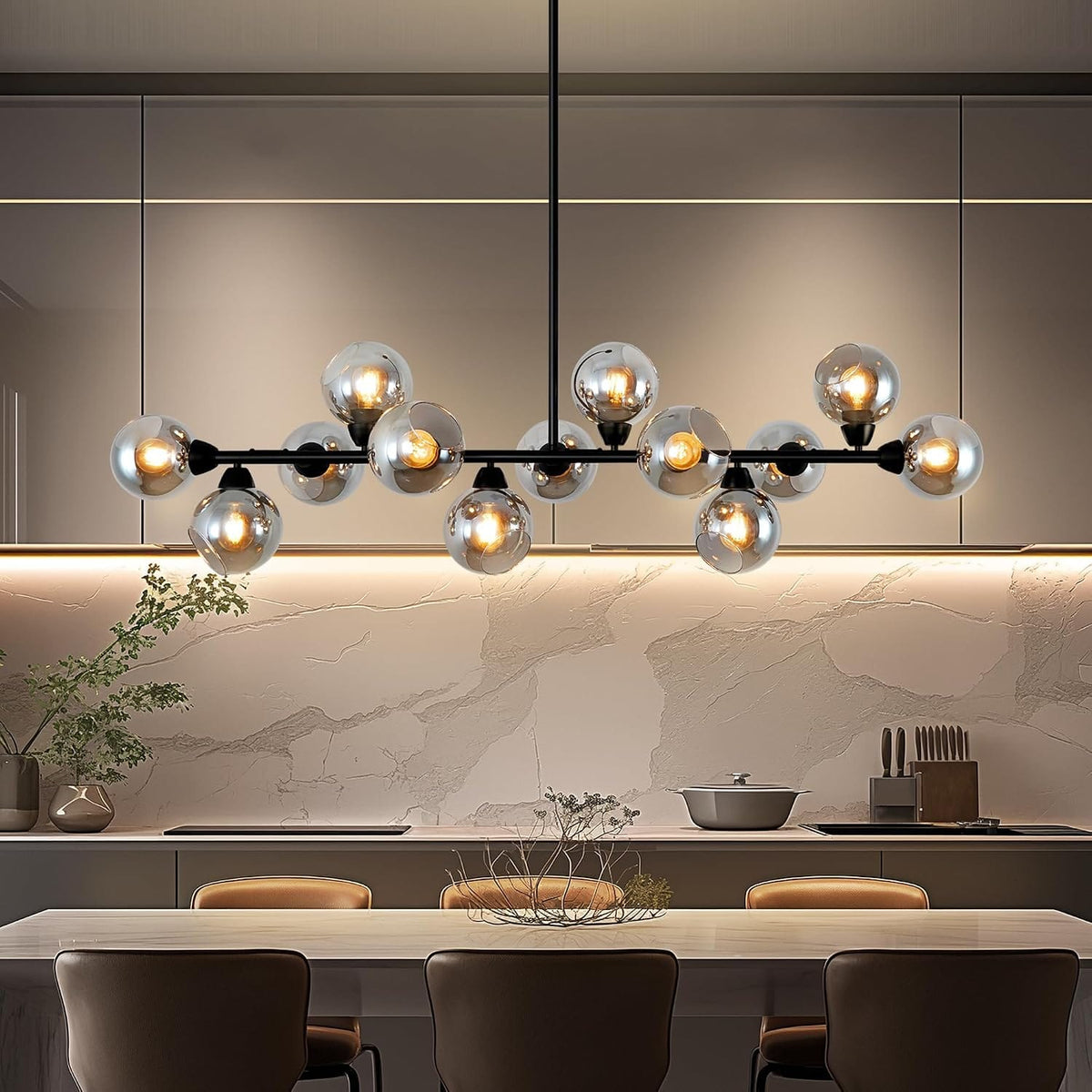 Astral - Linear Chandelier Dining Room 59 Inch Sputnik Island Pendant Light