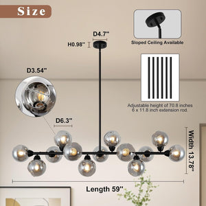 Astral - Linear Chandelier Dining Room 59 Inch Sputnik Island Pendant Light