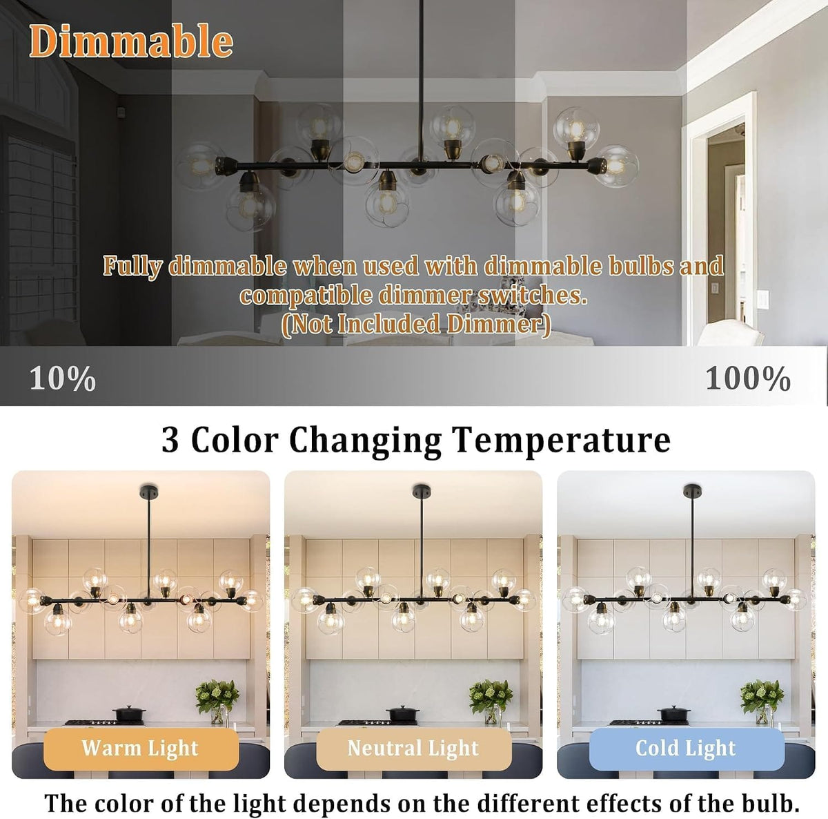 Astral - Linear Chandelier Dining Room 59 Inch Sputnik Island Pendant Light