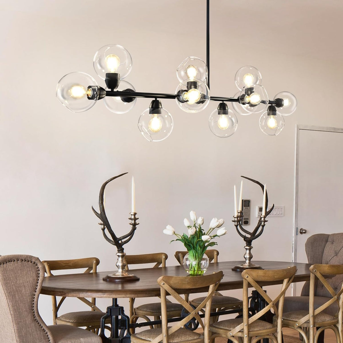 Astral - Linear Chandelier Dining Room 59 Inch Sputnik Island Pendant Light