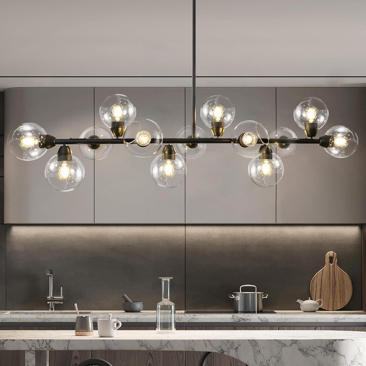 Astral - Linear Chandelier Dining Room 59 Inch Sputnik Island Pendant Light