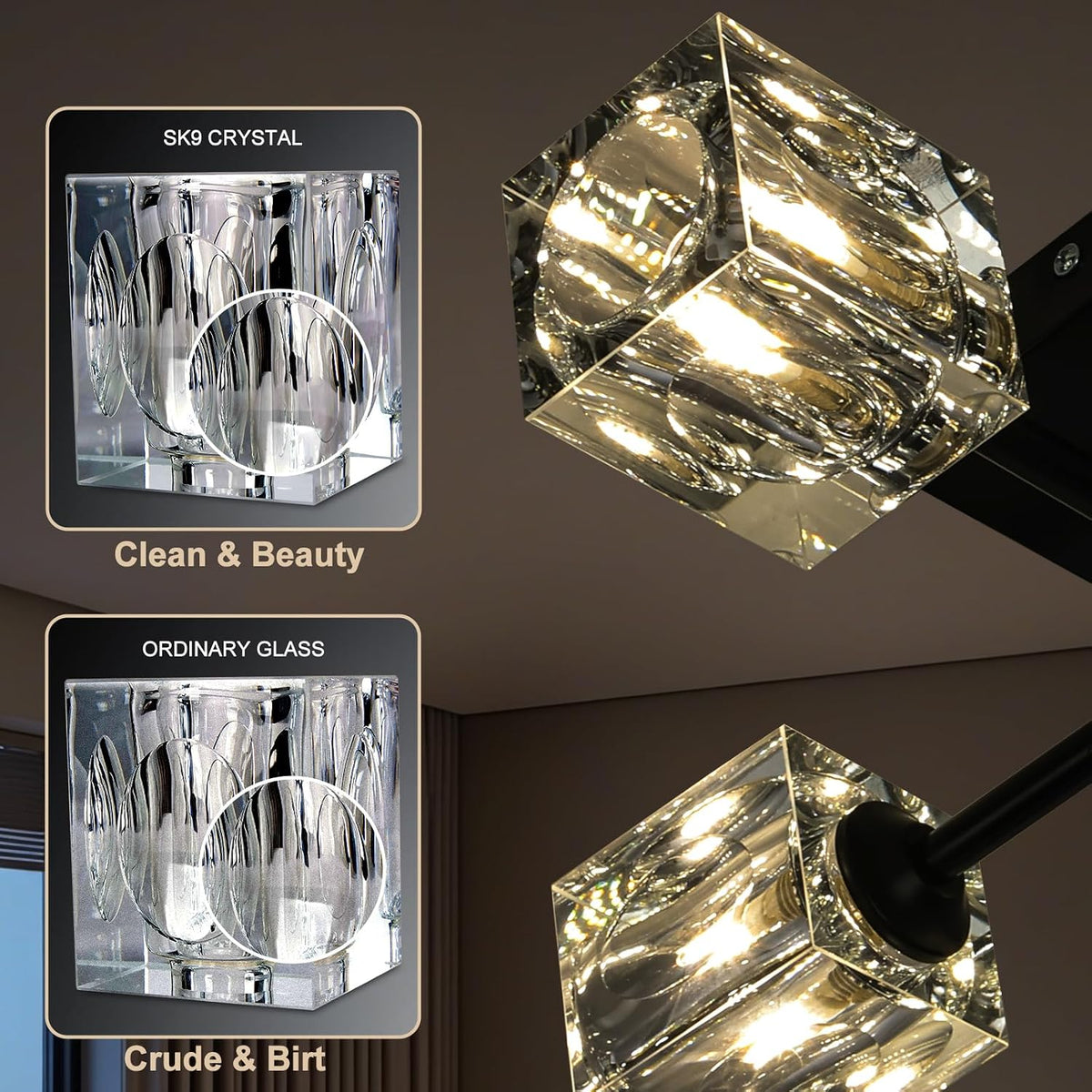 Astrid - Semi-Recessed Glass Ceiling Lamp with 4 Lights