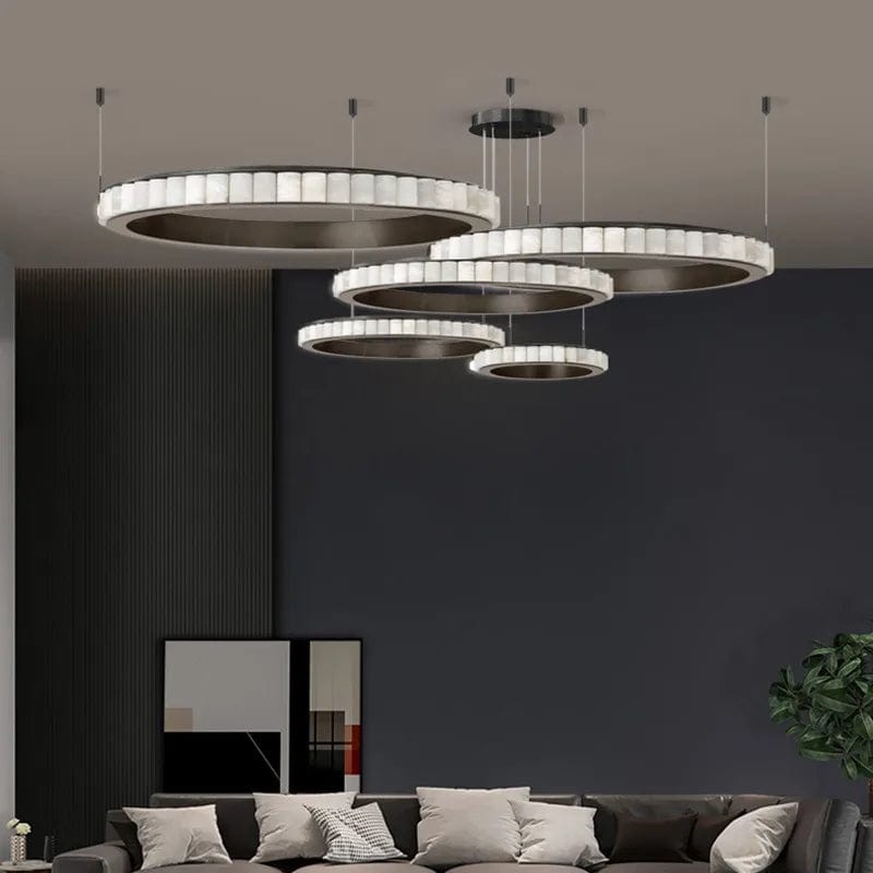 Aurum & Noir - Modern LED Pendant Light Gold and Black Marble Lustre