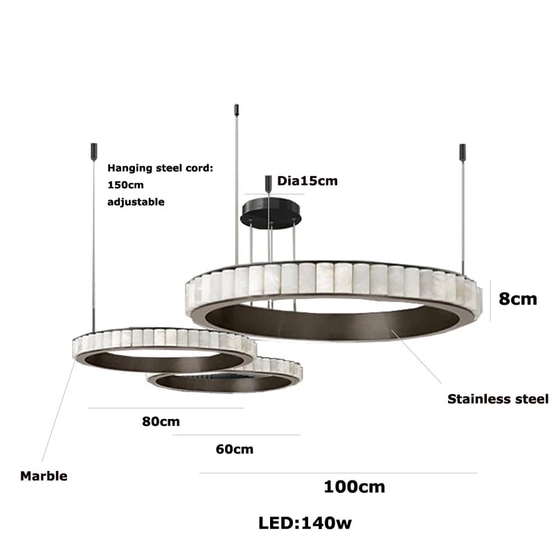 Aurum & Noir - Modern LED Pendant Light Gold and Black Marble Lustre