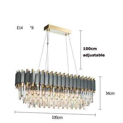 Bemus - Art Deco Black Stainless Steel Crystal Pendant Light with LED