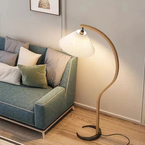 Birger - Antique Pleated Solid Wood Floor Lamp