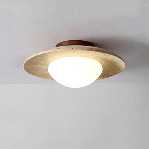 Bistrot - Natural Stone Ceiling Lamp with Disc Design